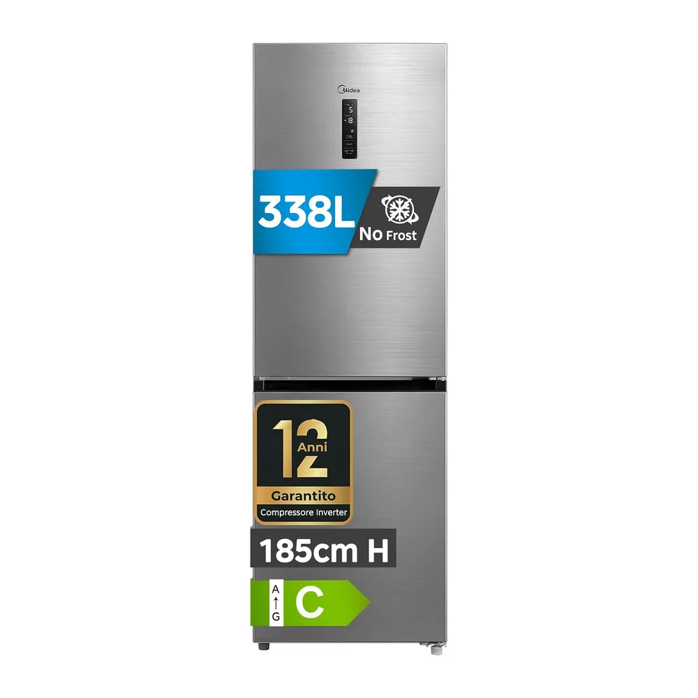 Midea 338 L Frigorifero Combinato, Total No Frost, MERB345MGC46EU [Classe di efficienza energetica C]