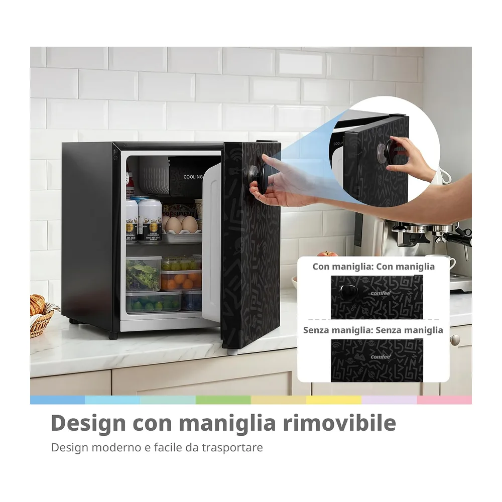 COMFEE' Mini Frigorifero Piccolo da Ufficio 43L con Maniglia Removibile [Classe di efficienza energetica E] — 4