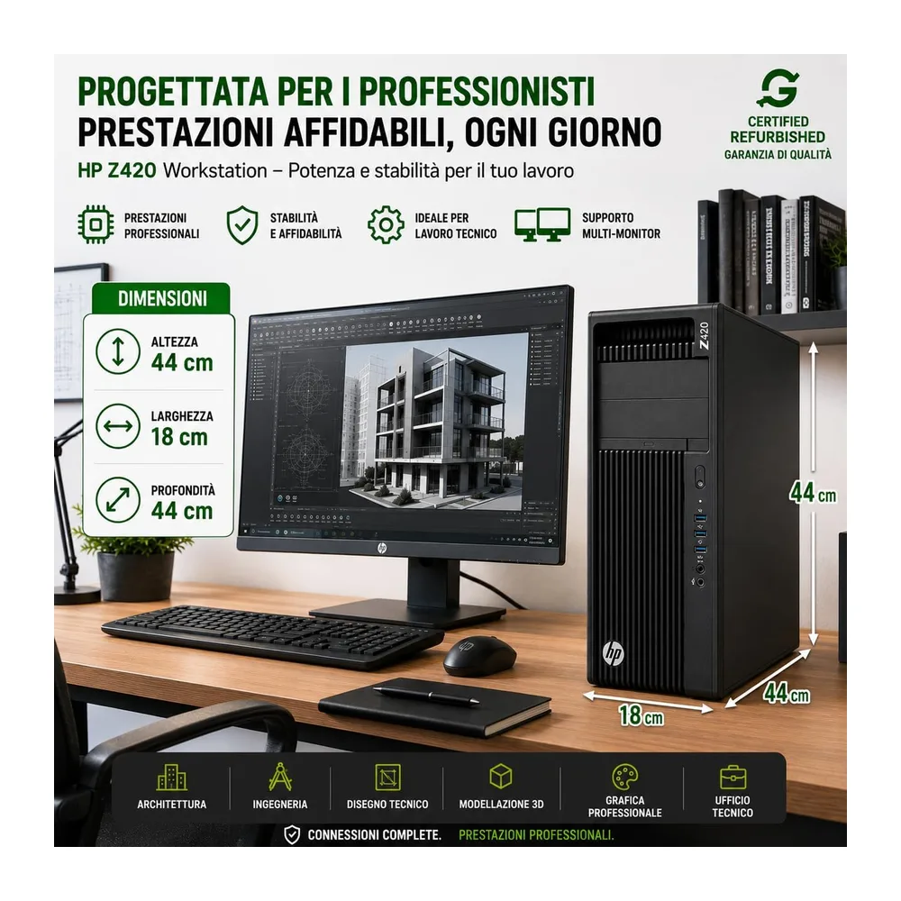 HP Z420 Workstation per CAD e Uffici Tecnici • Intel Xeon E5-1603 • 32GB RAM • SSD 240GB • NVIDIA Quadro — 6
