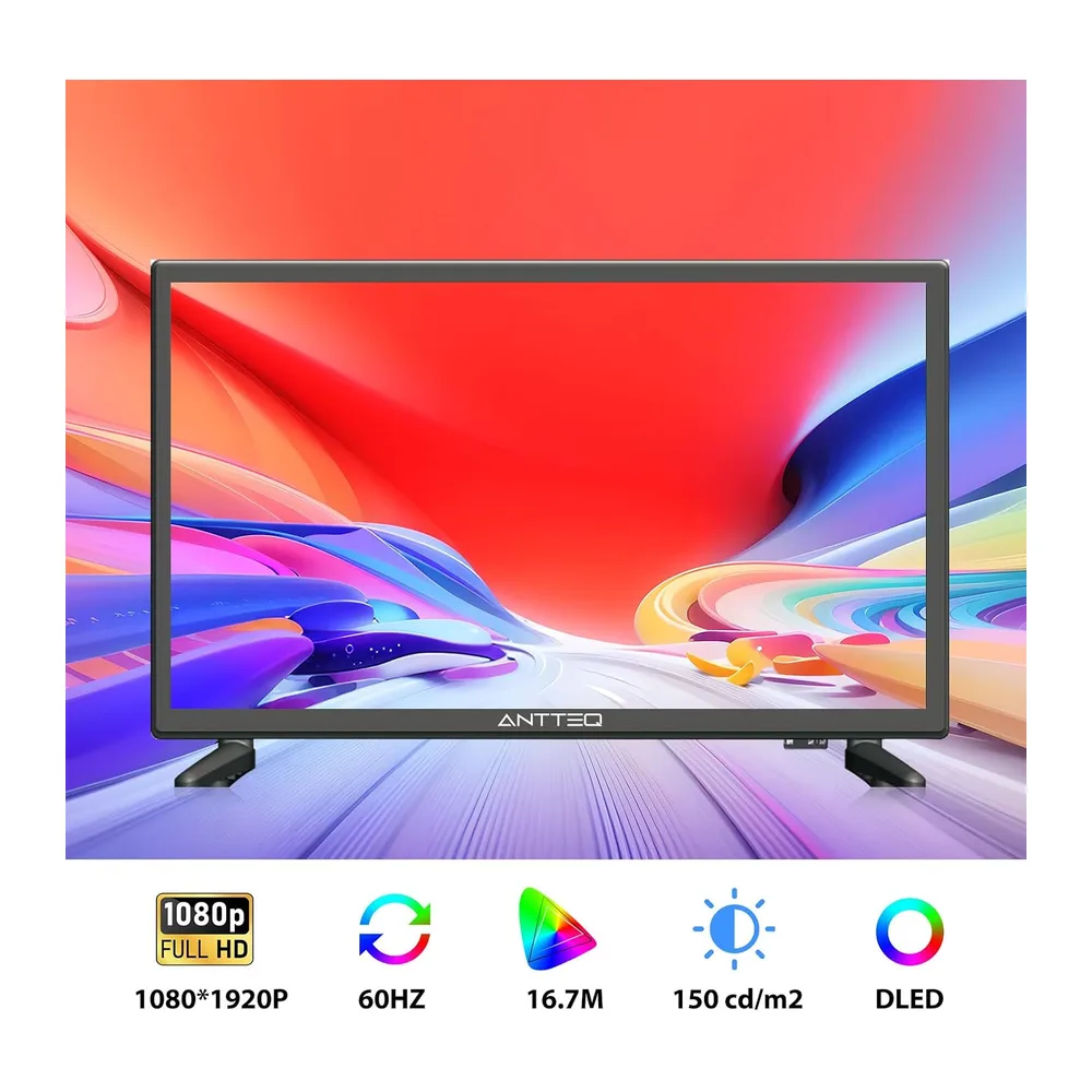 Antteq LED TV 22 Pollici (Televisore 55 cm) 2K D-LED con 12V — 3