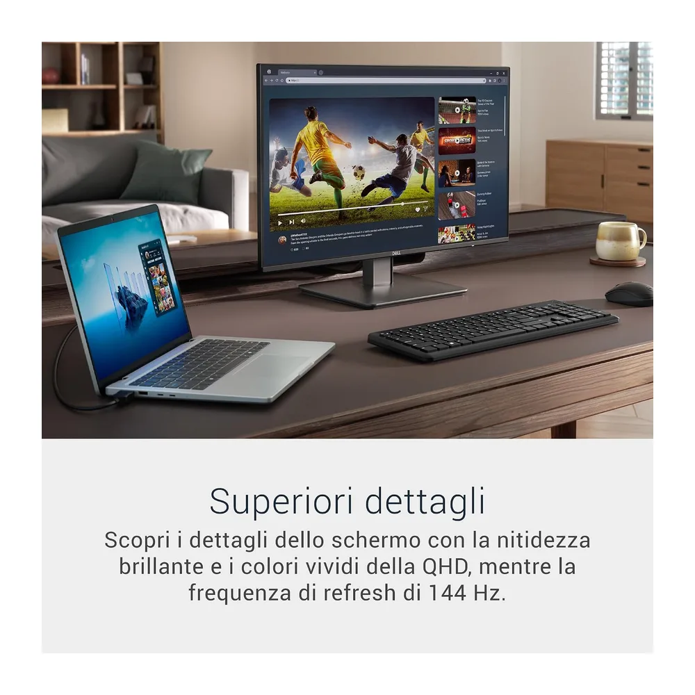 Dell 27 Monitor - SE2726D, QHD (2560x1440), 144Hz, IPS, 1ms MPRT [Classe di efficienza energetica E] — 2