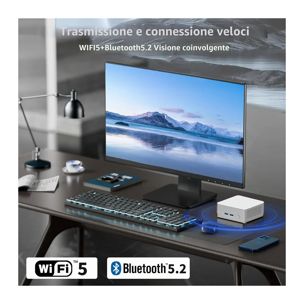 Mini PC 3200U (fino a 3,5 GHz) 8 GB RAM 256 GB SSD Win11 WLAN5/Bluetooth/RJ45 LAN 1000M/USB*4/USB-C*2/HDMI*2 — 5