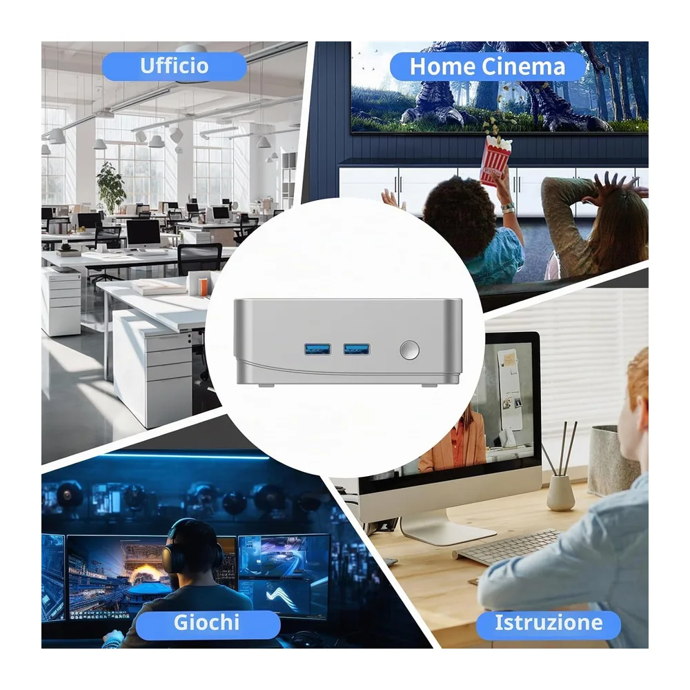 Mini PC 3200U (fino a 3,5 GHz) 8 GB RAM 256 GB SSD Win11 WLAN5/Bluetooth/RJ45 LAN 1000M/USB*4/USB-C*2/HDMI*2 — 6