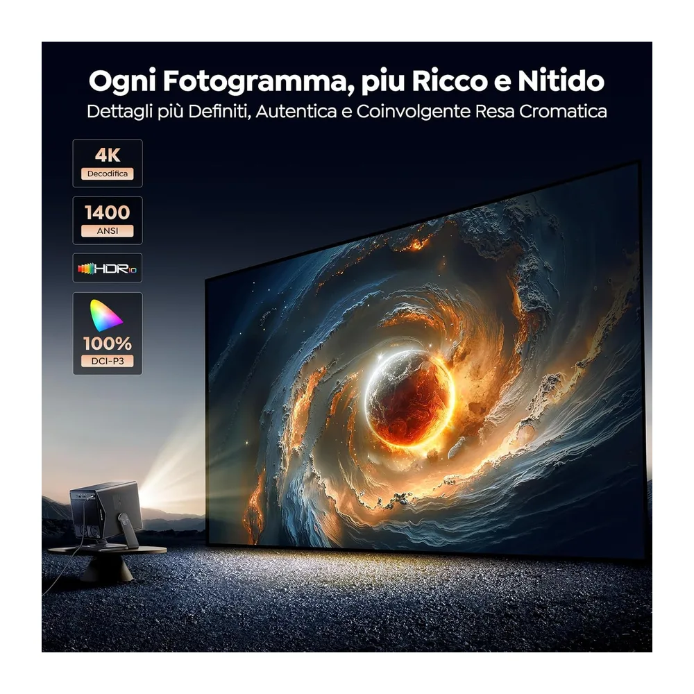 Proiettore 4K【1400 ANSI/Vidaa Sistema】2 * 18W Dolby Audio Proiettore Auto Focus e Keystone Videoproiettore — 5