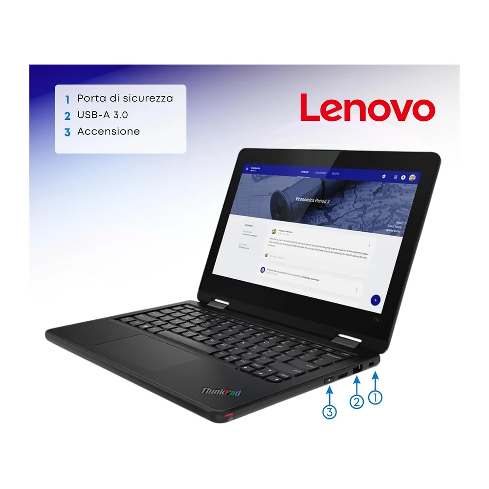 Lenovo ThinkPad Yoga 11E - Display 11.6" HD - Intel i5-8200Y 2 Core 1.30Ghz - Ram 8Gb SSD 256Gb - Webcam, — 2