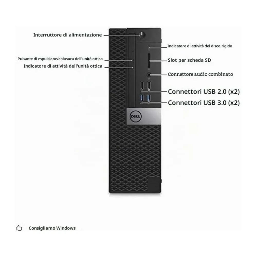Dell Optiplex 3046 SFF Desktop, Intel Core i5-6500, 8 GB di RAM, SSD da 256 GB, Wi-FI, Bluetooth, tastiera — 2