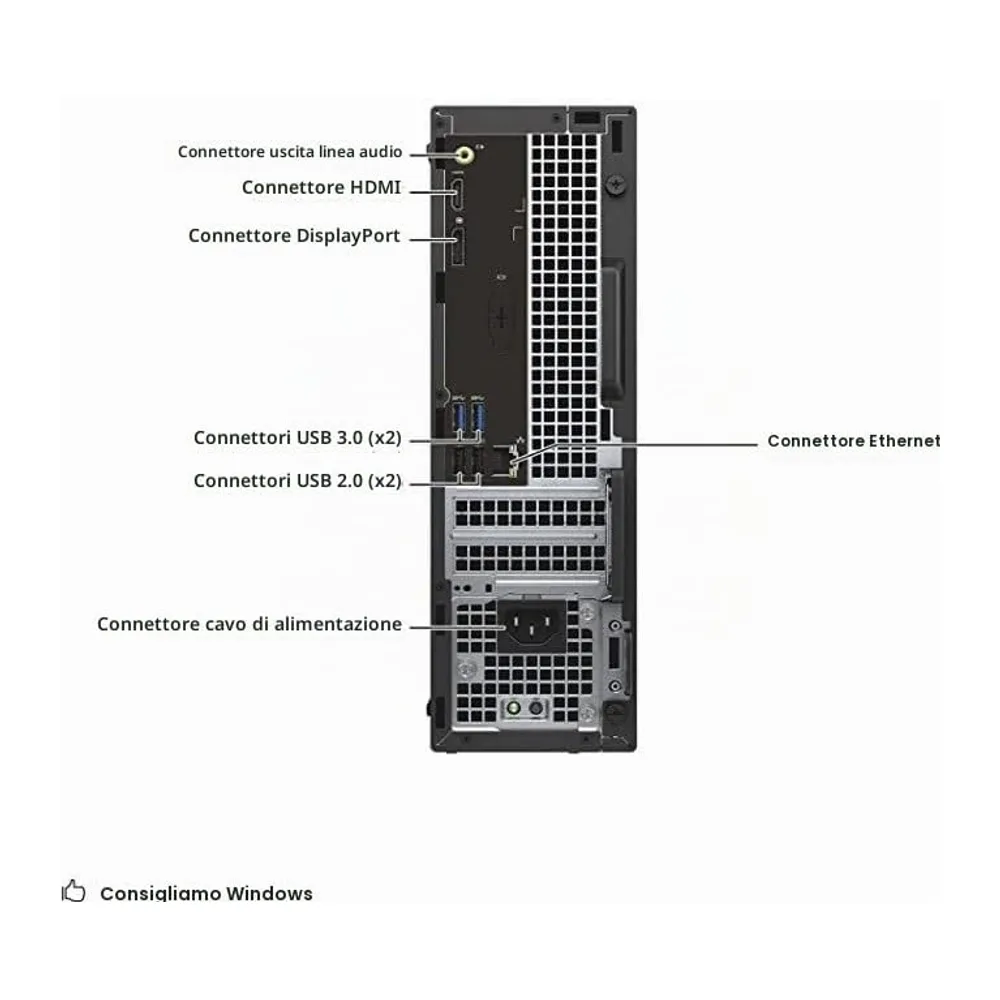 Dell Optiplex 3046 SFF Desktop, Intel Core i5-6500, 8 GB di RAM, SSD da 256 GB, Wi-FI, Bluetooth, tastiera — 3