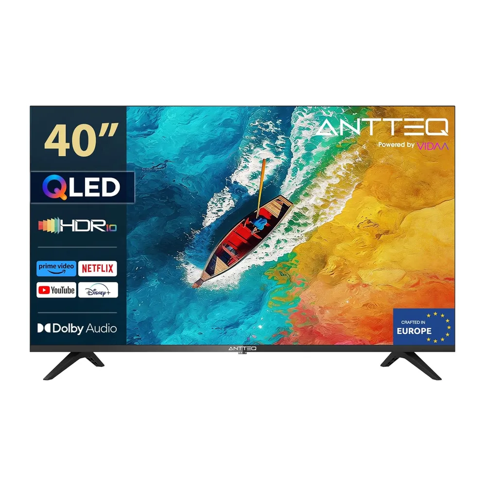 Antteq AV40F5Q 2K QLED Smart TV 40 Pollici Bluetooth con HDR10 Triplo Tuner HD (DVB-C/-S2/-T2)