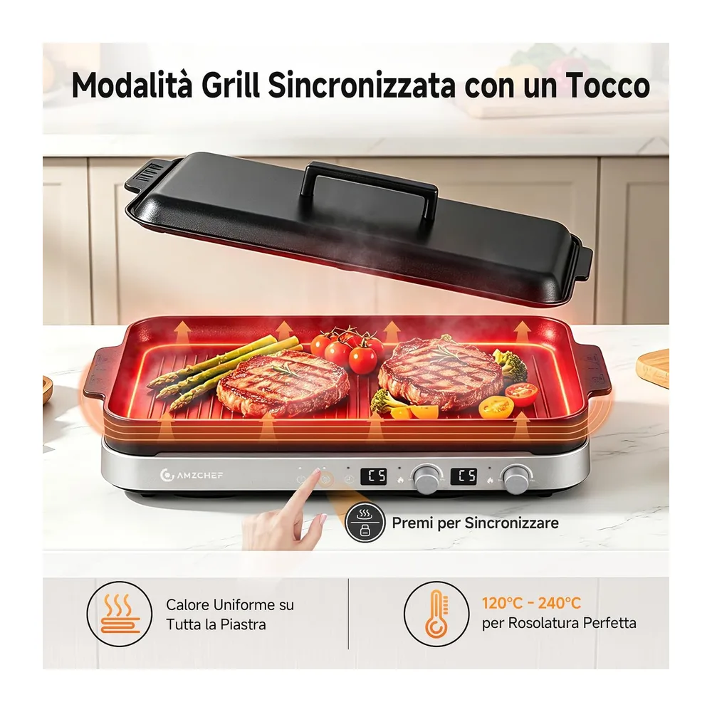 AMZCHEF 3000W Piano cottura induzione 2 fuochi — 3