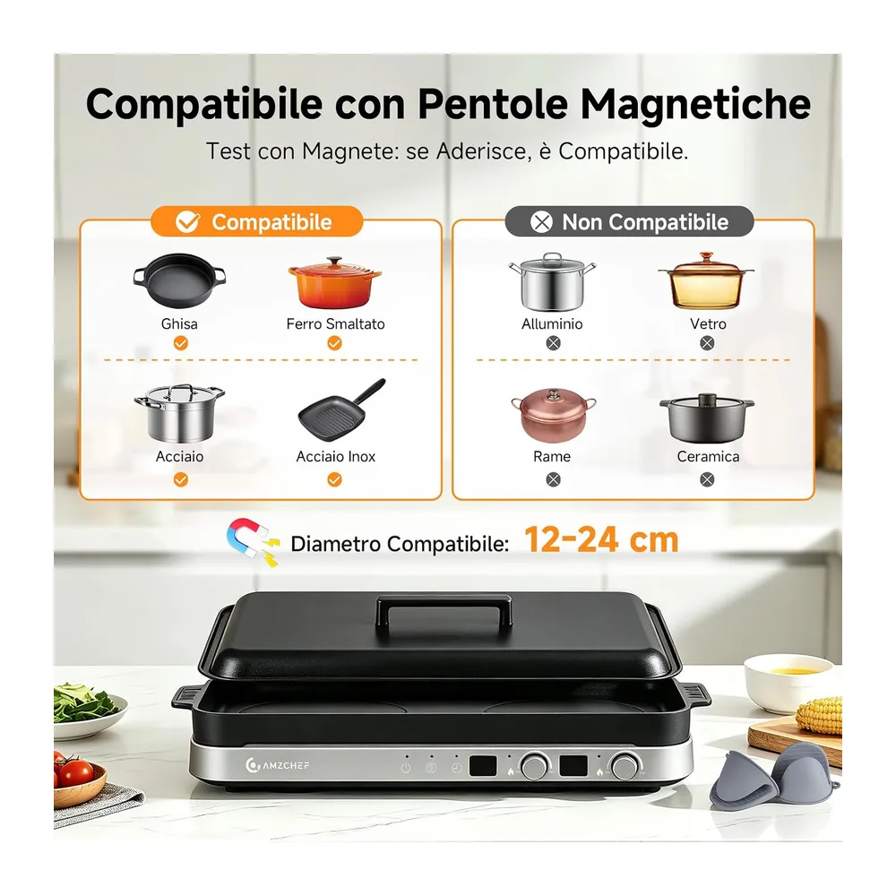 AMZCHEF 3000W Piano cottura induzione 2 fuochi — 5