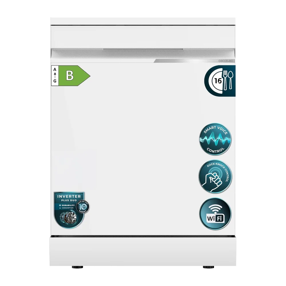 Cecotec Lavastoviglie Libera Installazione 60cm 16 Coperti WiFi Bolero Aguazero 7000 Matt White Glass