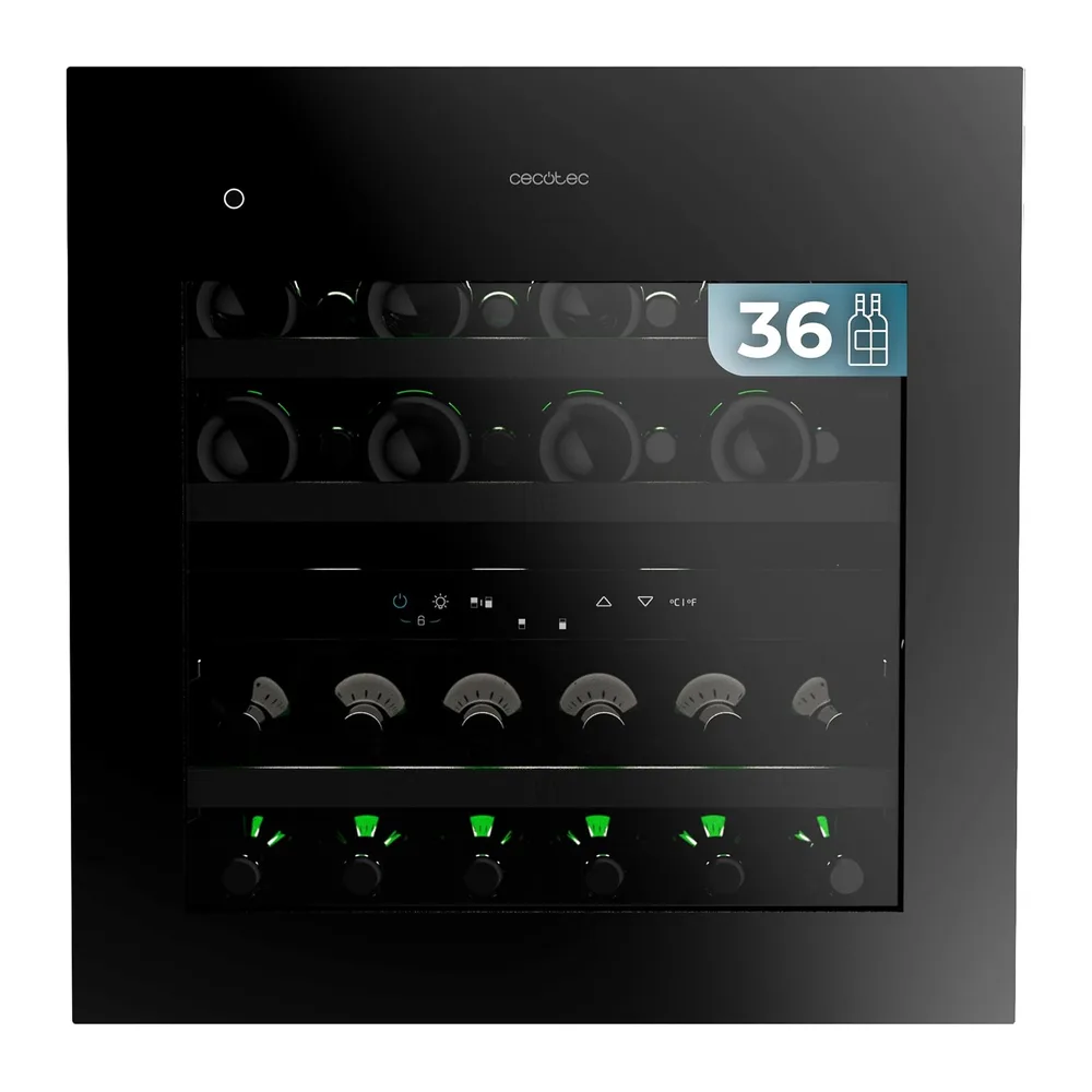 Cecotec Cantinetta Vino Incasso 36 Bottiglie Bolero GrandSommelier Duo 36000 Touch Matt Black Compressor.