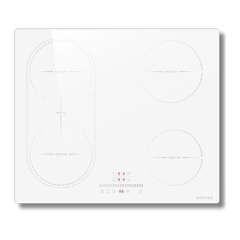 NOXTON Piastra a induzione bianca, 4 fuochi, 60 cm, zona flessibile