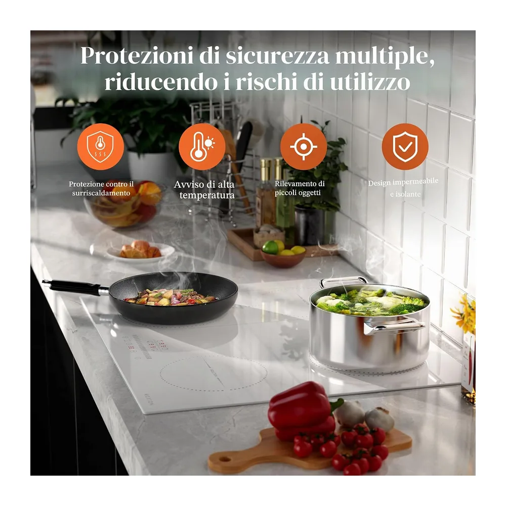 NOXTON Piastra a induzione bianca, 4 fuochi, 60 cm, zona flessibile — 2