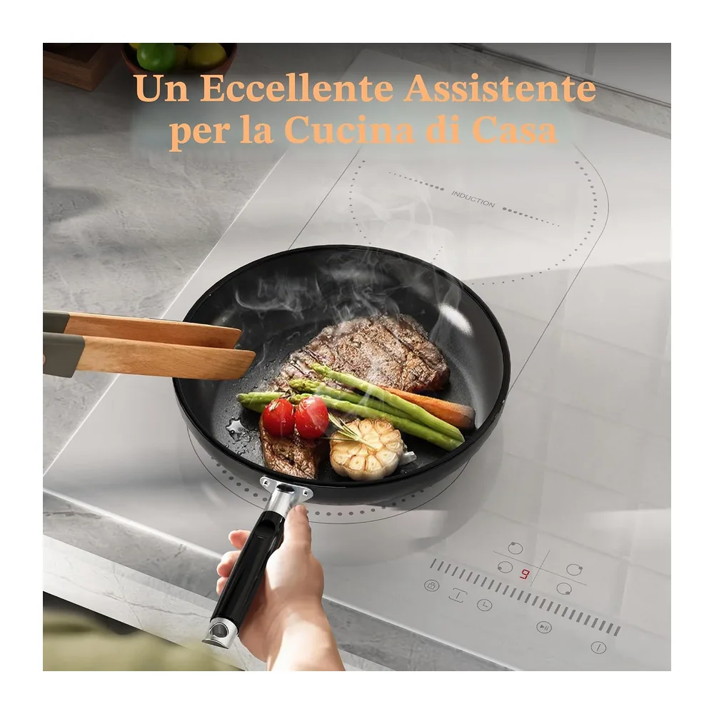 NOXTON Piastra a induzione bianca, 4 fuochi, 60 cm, zona flessibile — 3