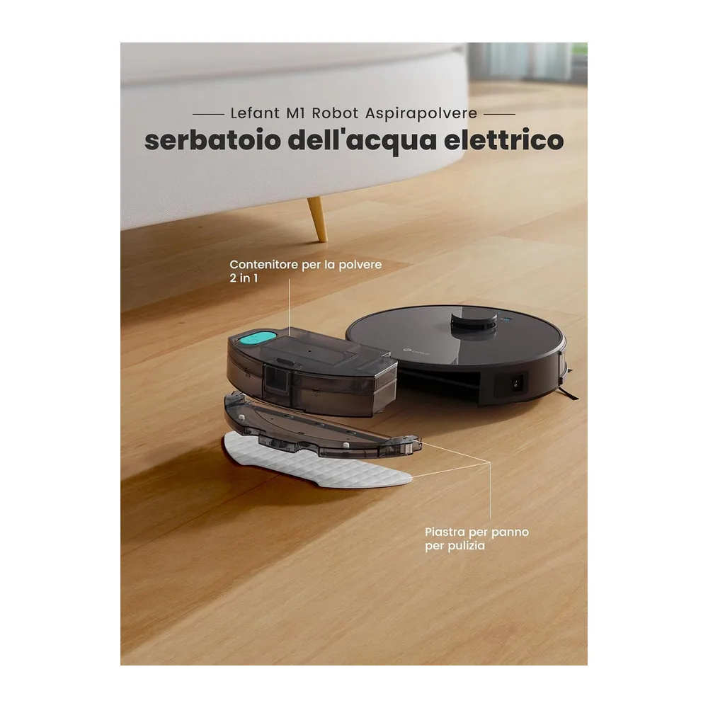 Lefant M1 Robot Aspirapolvere Lavapavimenti con Mappatura 3 in 1 — 3