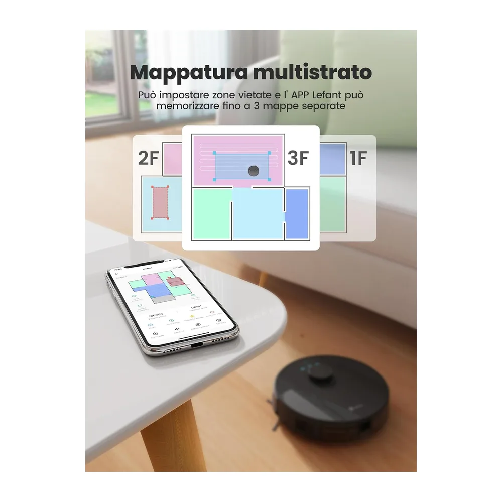 Lefant M1 Robot Aspirapolvere Lavapavimenti con Mappatura 3 in 1 — 5
