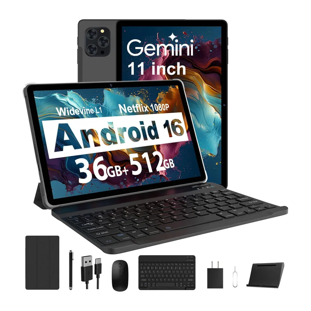 Tablet 11 Pollici Android 16 con 36GB RAM+512GB ROM (2TB TF)