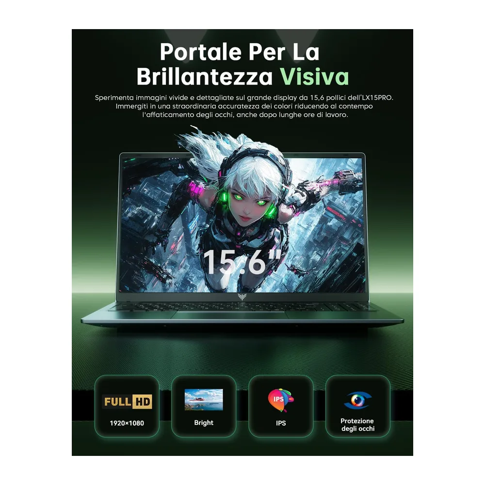 15,6" PC Portatile, Ryzen 7 5700U, 16GB RAM DDR4 512GB M.2 NVMe SSD Ufficio — 3