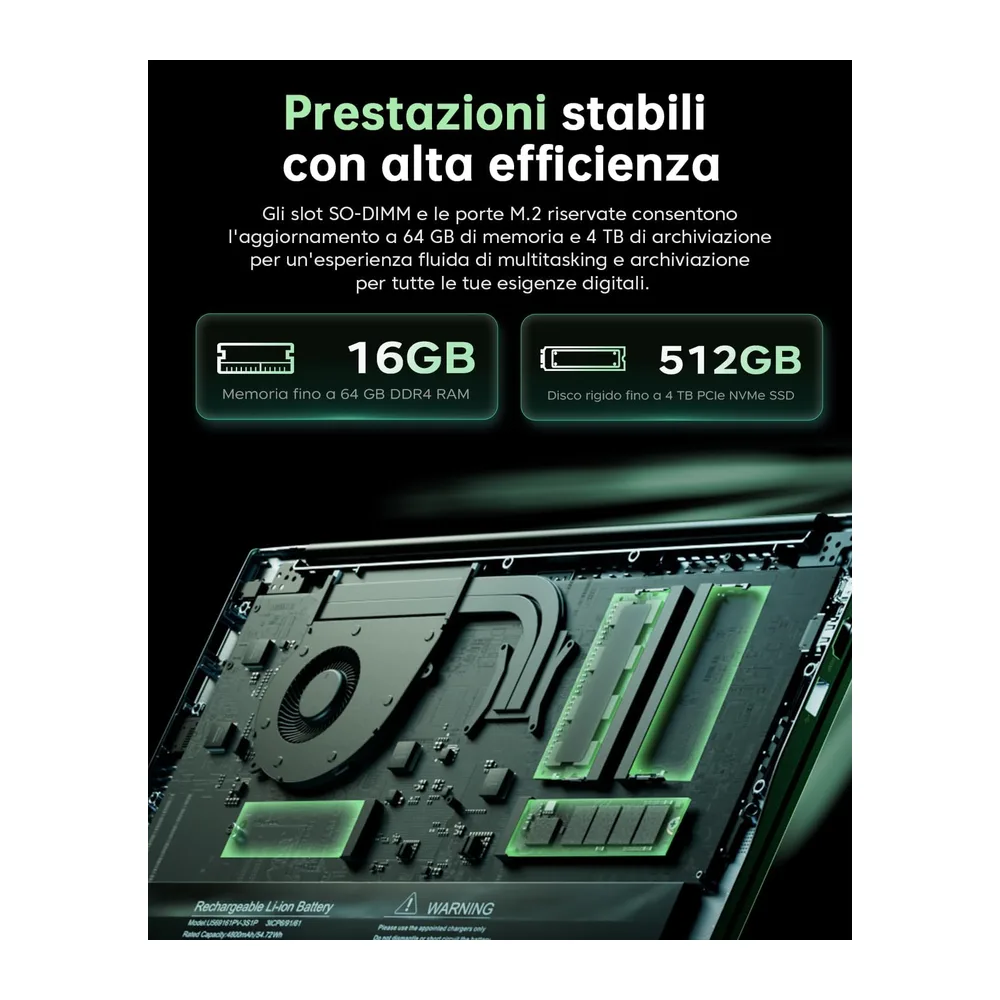 15,6" PC Portatile, Ryzen 7 5700U, 16GB RAM DDR4 512GB M.2 NVMe SSD Ufficio — 4