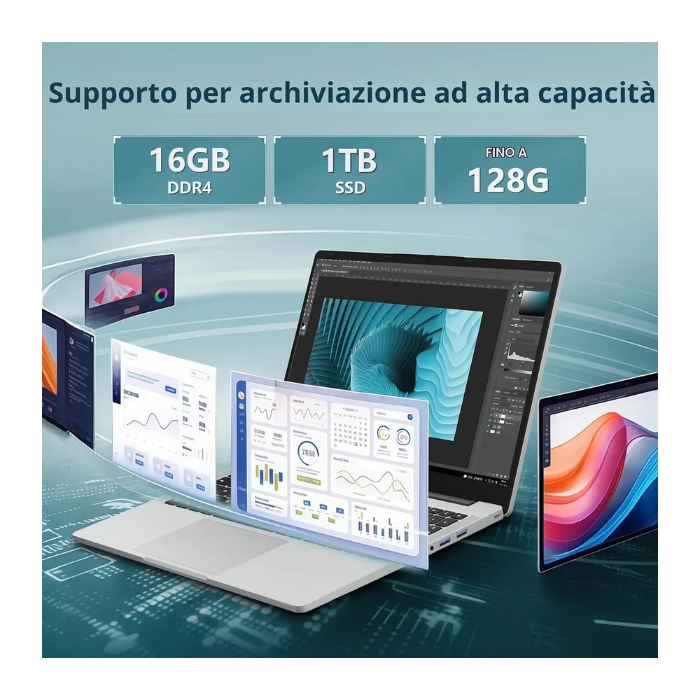 Portatile PC 15,6 pollici, Ryzen 5 5500U processore Notebook, 16 GB di RAM SSD da 1 TB, Laptop display IPS — 3