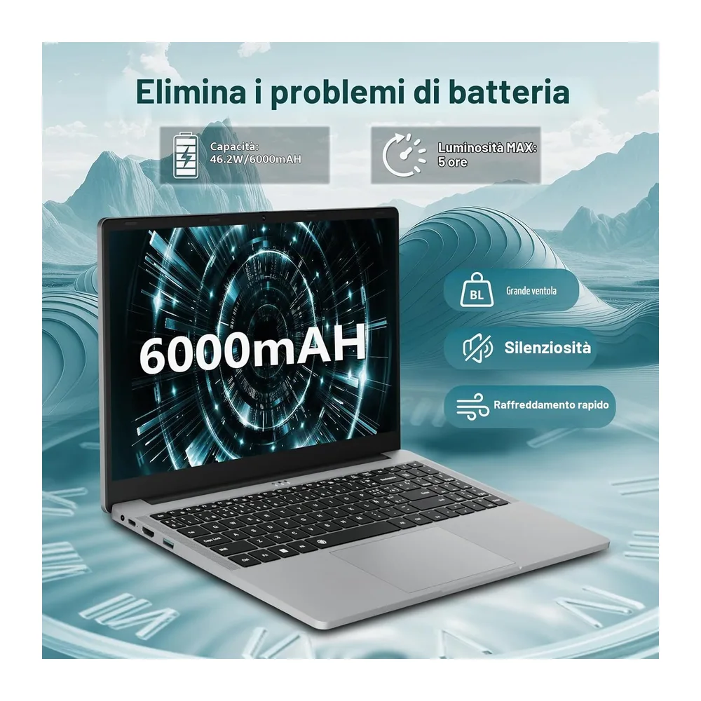 Portatile PC 15,6 pollici, Ryzen 5 5500U processore Notebook, 16 GB di RAM SSD da 1 TB, Laptop display IPS — 5