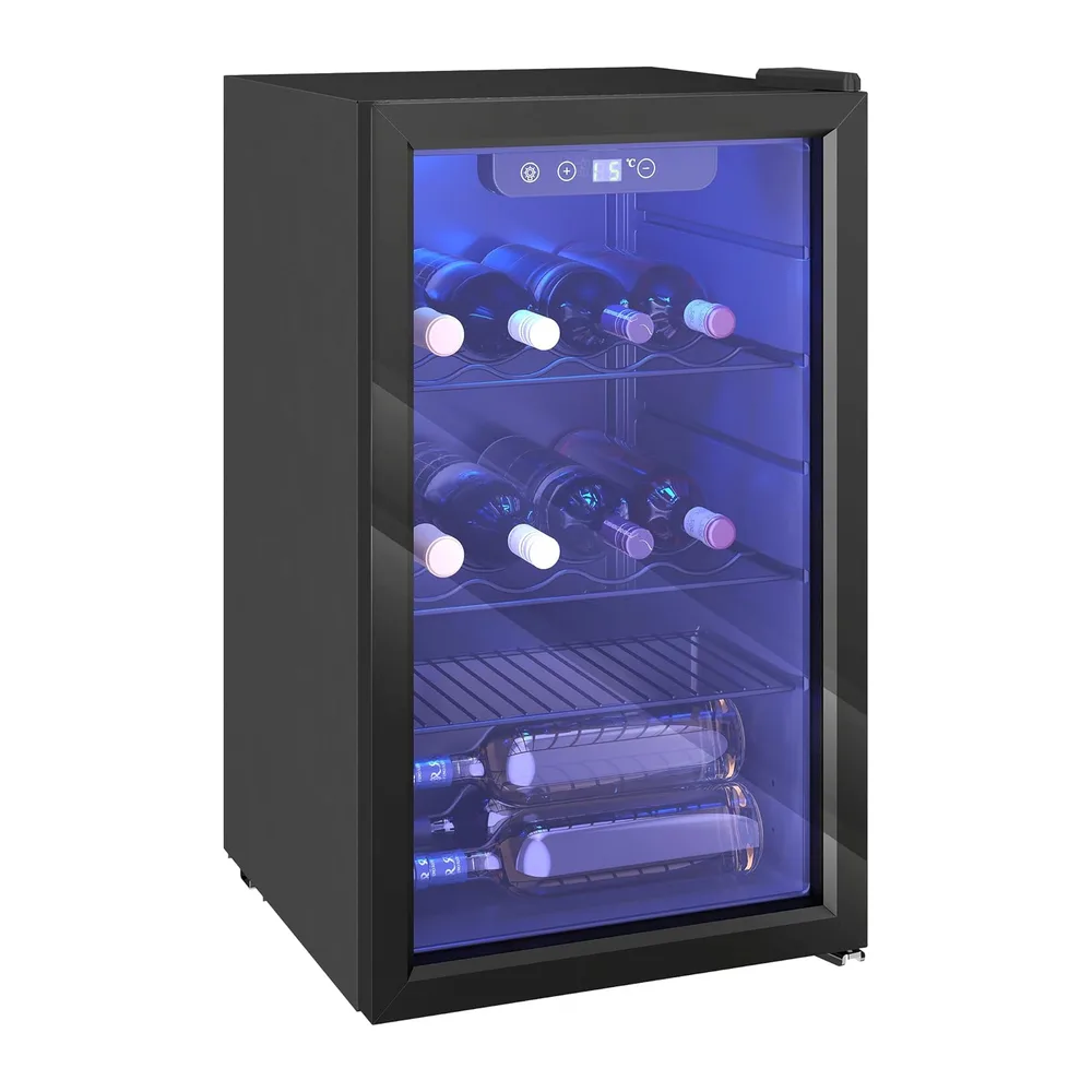 HOMCOM Cantinetta Vino Refrigerata 24 Bottiglie 68L 4-16℃ Nero [Classe di efficienza energetica F]