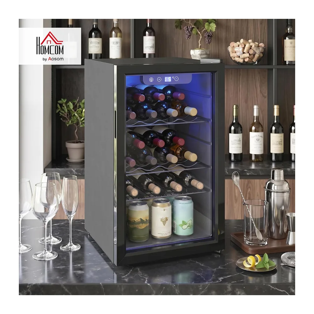 HOMCOM Cantinetta Vino Refrigerata 24 Bottiglie 68L 4-16℃ Nero [Classe di efficienza energetica F] — 2