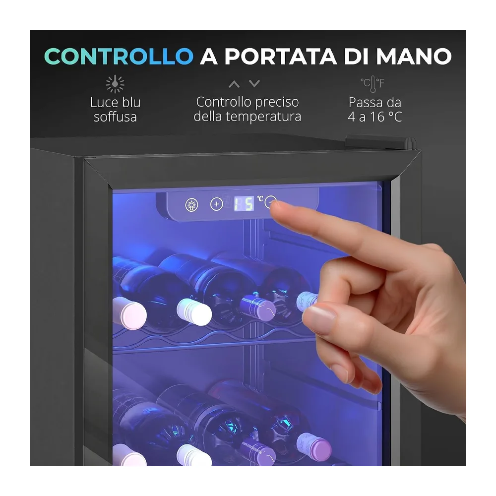 HOMCOM Cantinetta Vino Refrigerata 24 Bottiglie 68L 4-16℃ Nero [Classe di efficienza energetica F] — 4