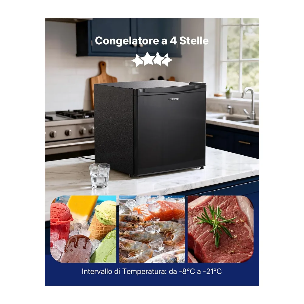 Upstreman 35L Mini Congelatore Compatto, 4 Stelle Congelatore Piccolo -21℃,Porta — 3