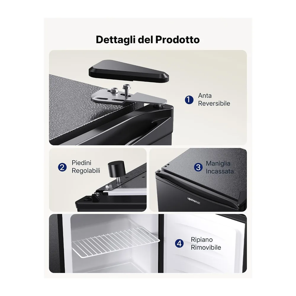 Upstreman 35L Mini Congelatore Compatto, 4 Stelle Congelatore Piccolo -21℃,Porta — 5