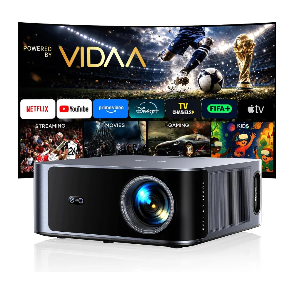 Proiettore 4K【2000 ANSI/40W Dolby]Vidaa Sistema Proiettore Auto focus e 6D Keystone Videoproiettore Two-way