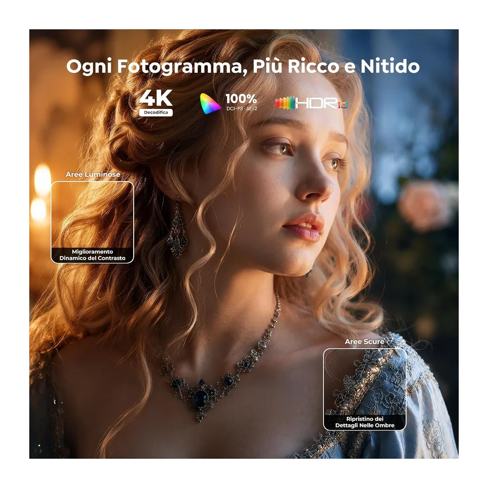 Proiettore 4K【2000 ANSI/40W Dolby]Vidaa Sistema Proiettore Auto focus e 6D Keystone Videoproiettore Two-way — 5