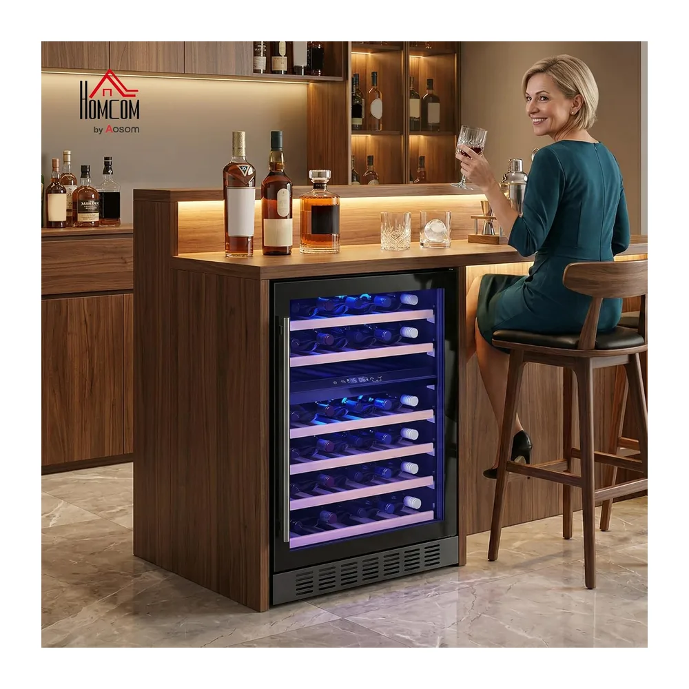 HOMCOM Cantinetta Vino Doppia Temperatura 46 Bottiglie 131L Silenziosa [Classe di efficienza energetica F] — 2