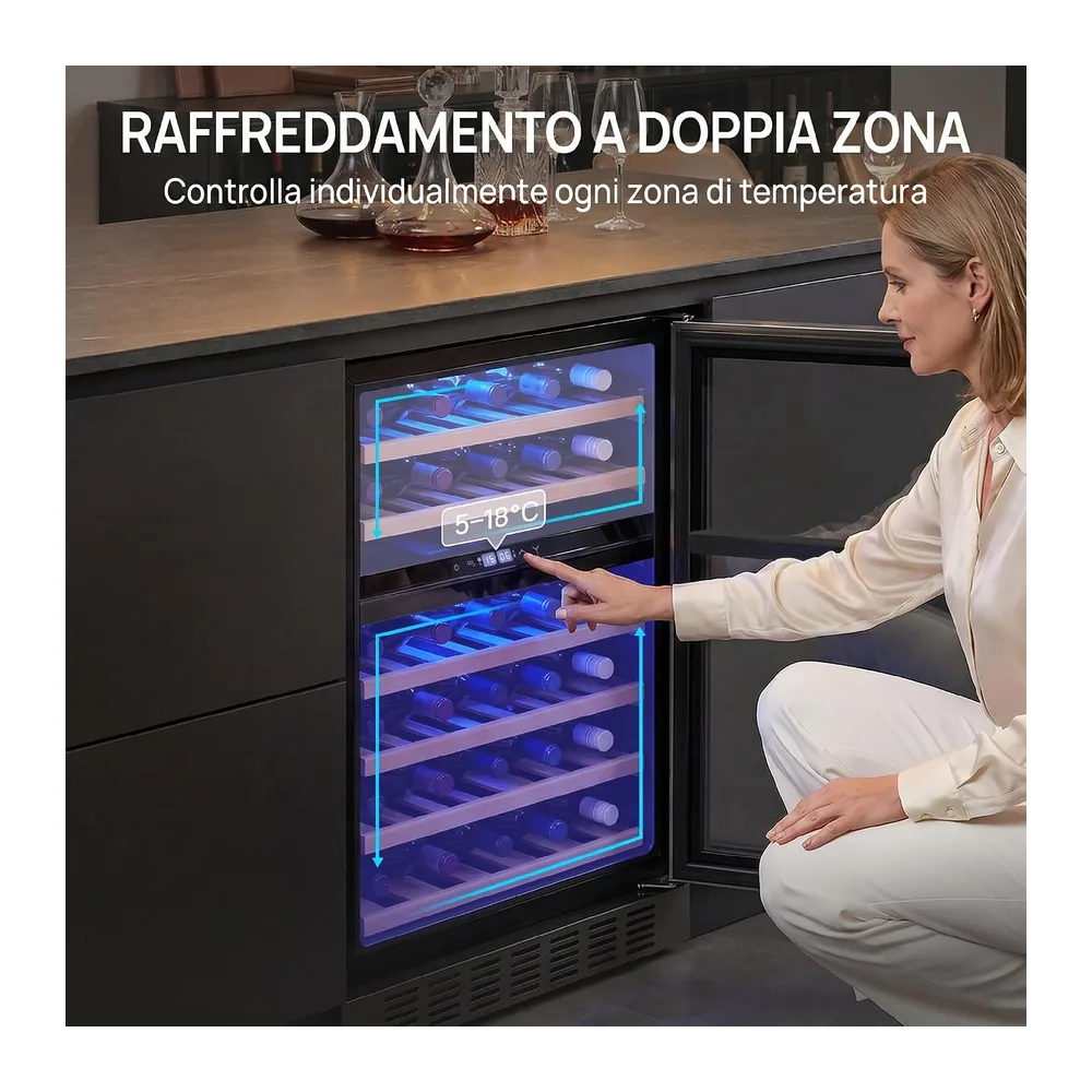 HOMCOM Cantinetta Vino Doppia Temperatura 46 Bottiglie 131L Silenziosa [Classe di efficienza energetica F] — 3