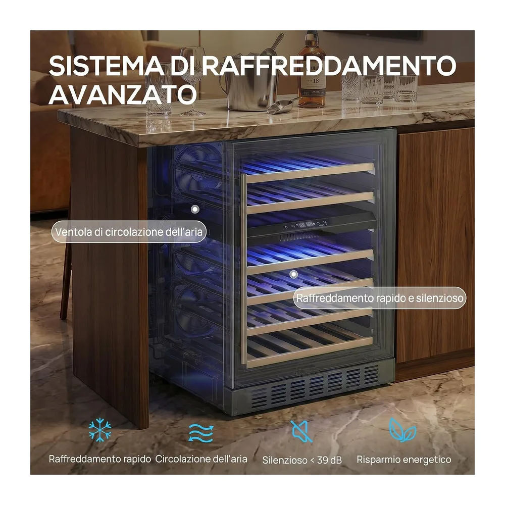 HOMCOM Cantinetta Vino Doppia Temperatura 46 Bottiglie 131L Silenziosa [Classe di efficienza energetica F] — 4