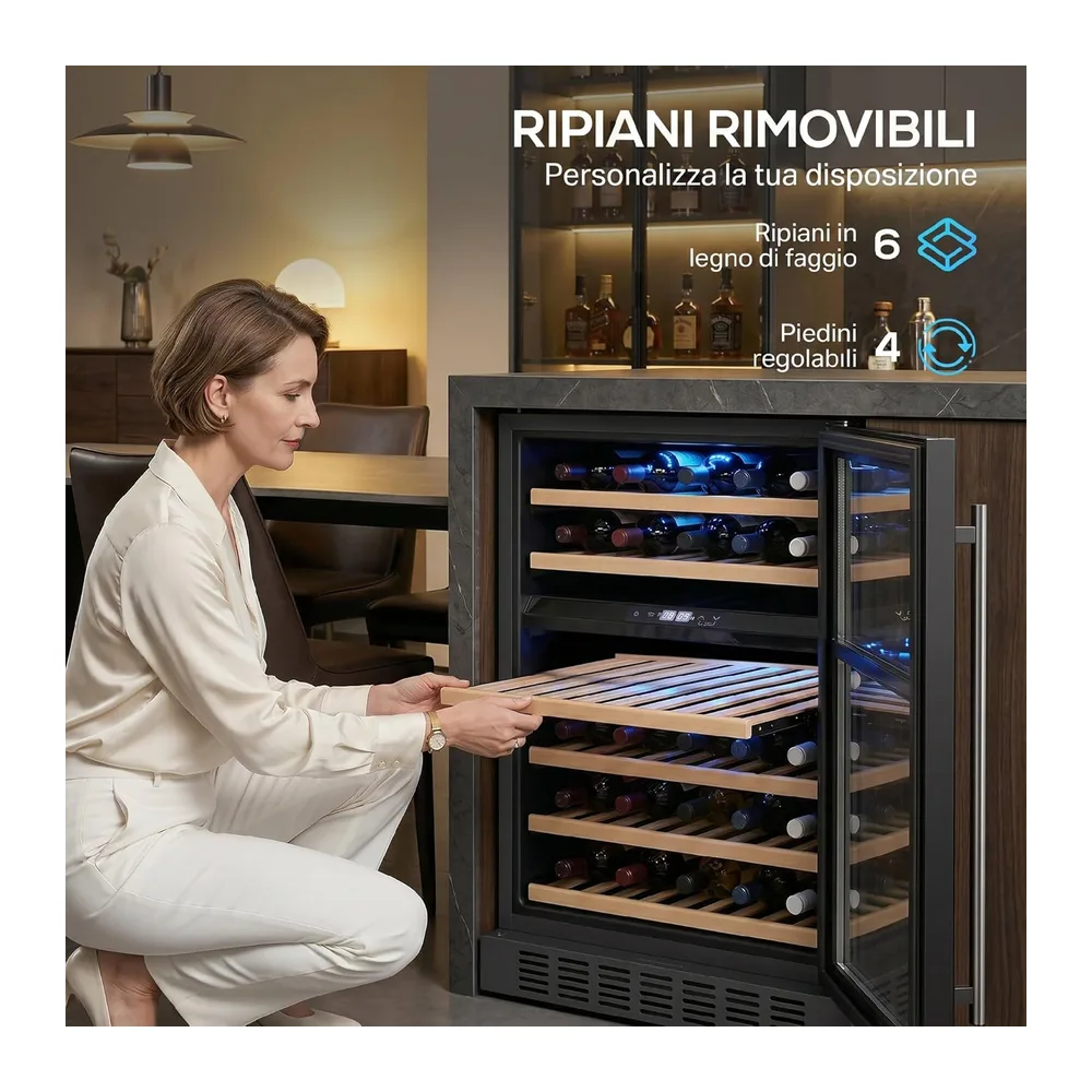 HOMCOM Cantinetta Vino Doppia Temperatura 46 Bottiglie 131L Silenziosa [Classe di efficienza energetica F] — 5