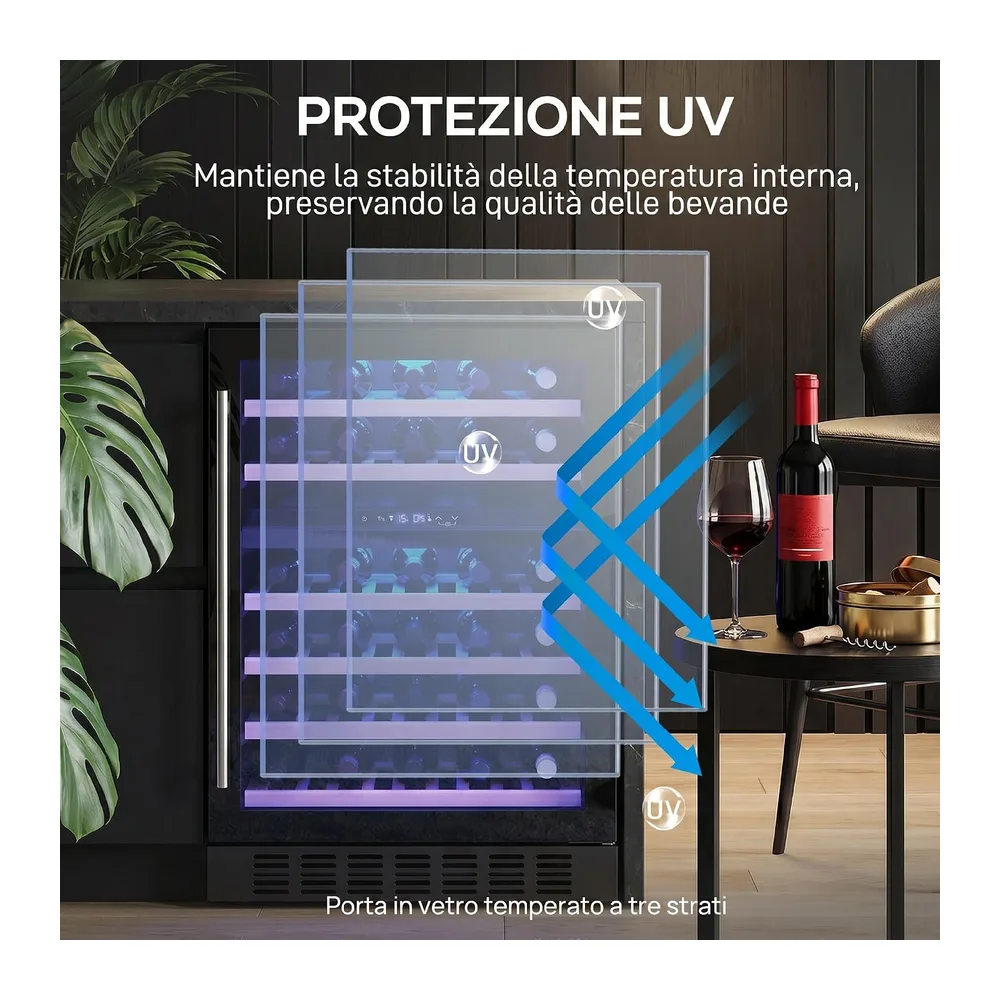 HOMCOM Cantinetta Vino Doppia Temperatura 46 Bottiglie 131L Silenziosa [Classe di efficienza energetica F] — 6