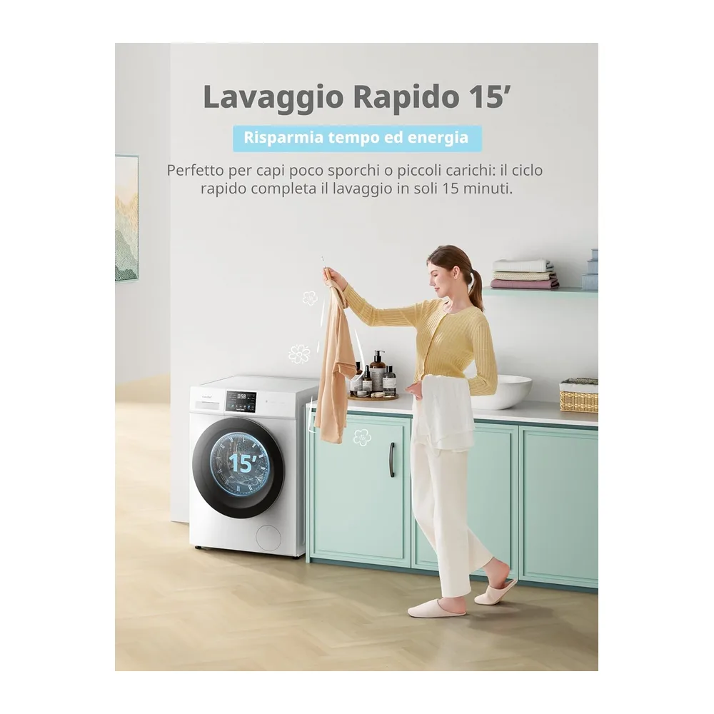COMFEE' Lavatrice 8 kg Classe A-10% 1400 Giri Motore Inverter Silenzioso [Classe di efficienza energetica A] — 6