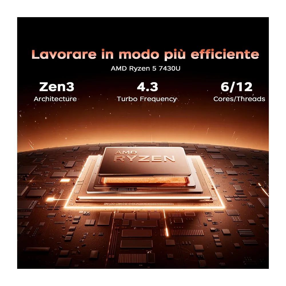 15,6" PC Portatile Ryzen 5 7430U Fino a 4,3 GHz 16GB DDR4 512GB SSD Ufficio — 3