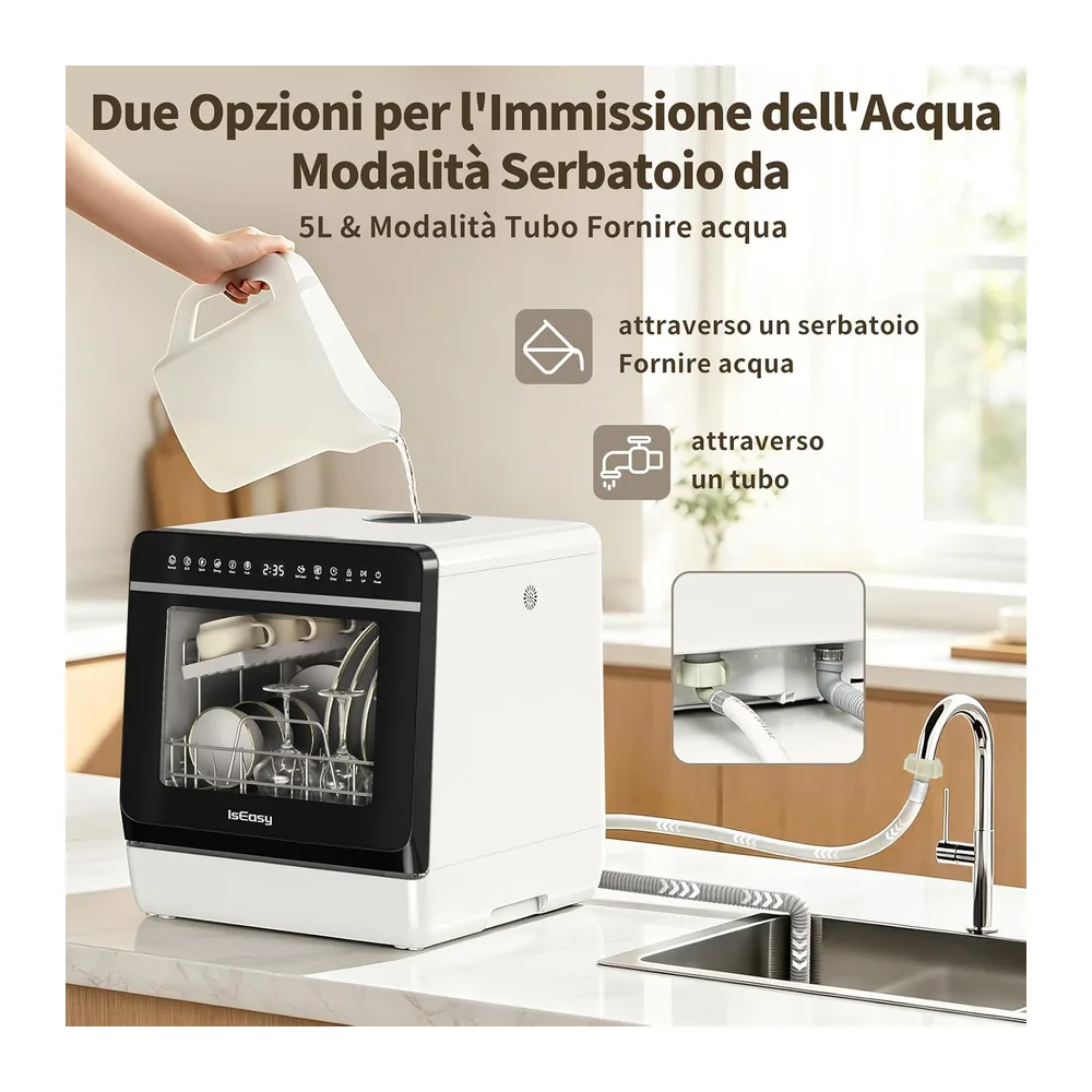 Mini Lavastoviglie da Tavolo, Lavastoviglie portatile da 5L, 7+3 Programmi, Touch Control e Display LED, — 6