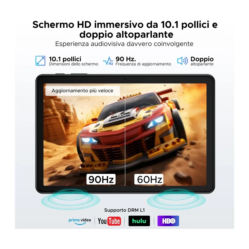 P10 Android 16 Tablet 10 Pollici, 48GB RAM+128GB ROM/2TB TF, Gemini AI, 90Hz, 7000mAh, WiFi 5, Face ID, OTG, — 3