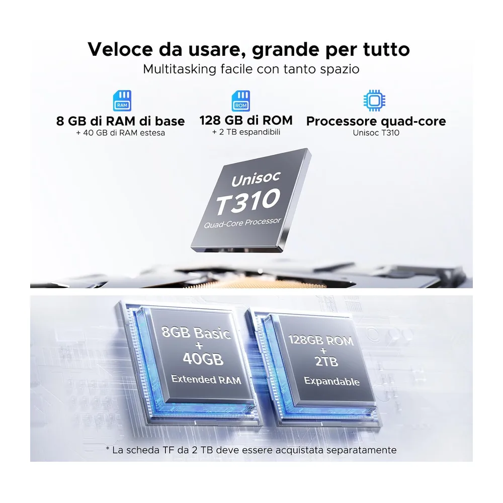 P10 Android 16 Tablet 10 Pollici, 48GB RAM+128GB ROM/2TB TF, Gemini AI, 90Hz, 7000mAh, WiFi 5, Face ID, OTG, — 4