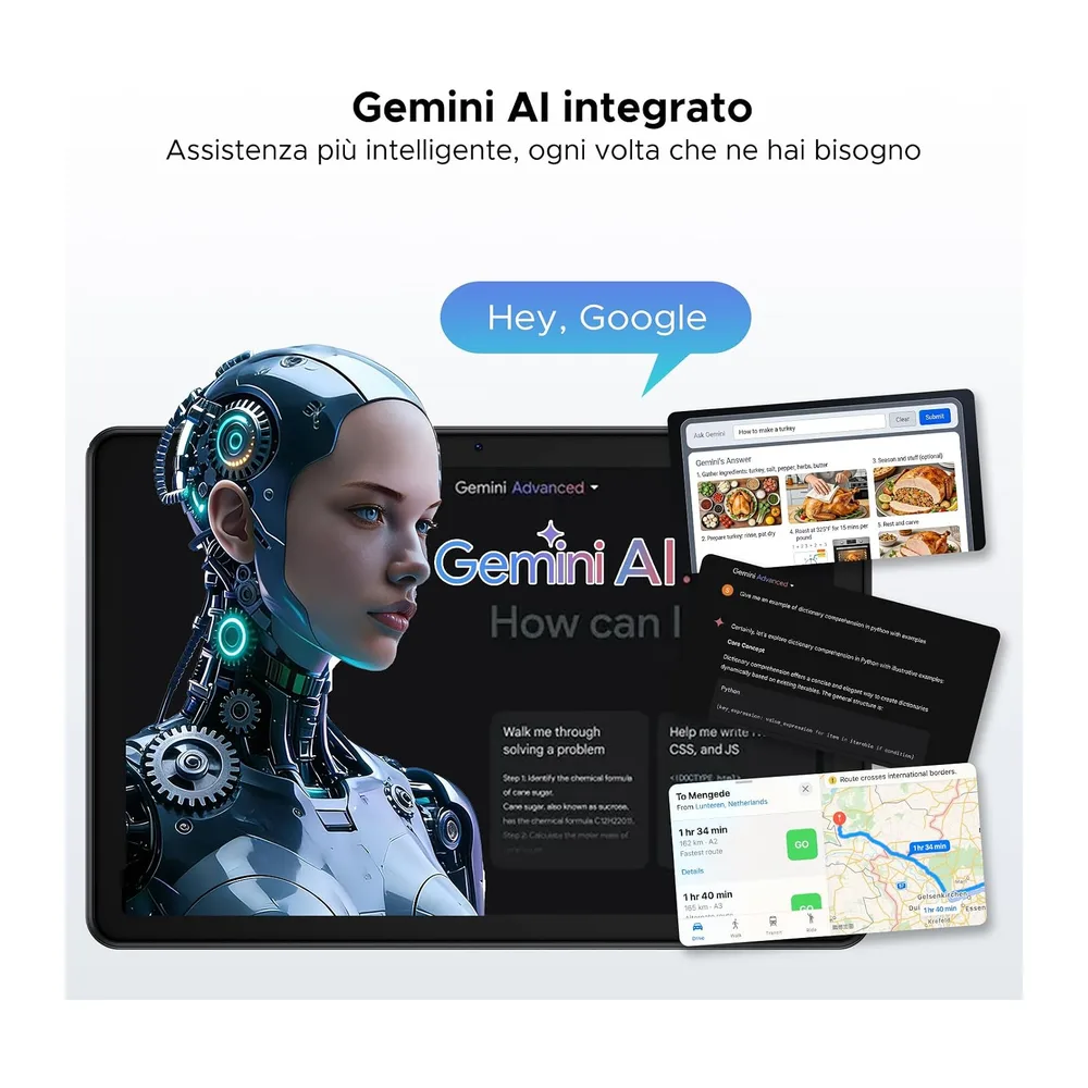 P10 Android 16 Tablet 10 Pollici, 48GB RAM+128GB ROM/2TB TF, Gemini AI, 90Hz, 7000mAh, WiFi 5, Face ID, OTG, — 6