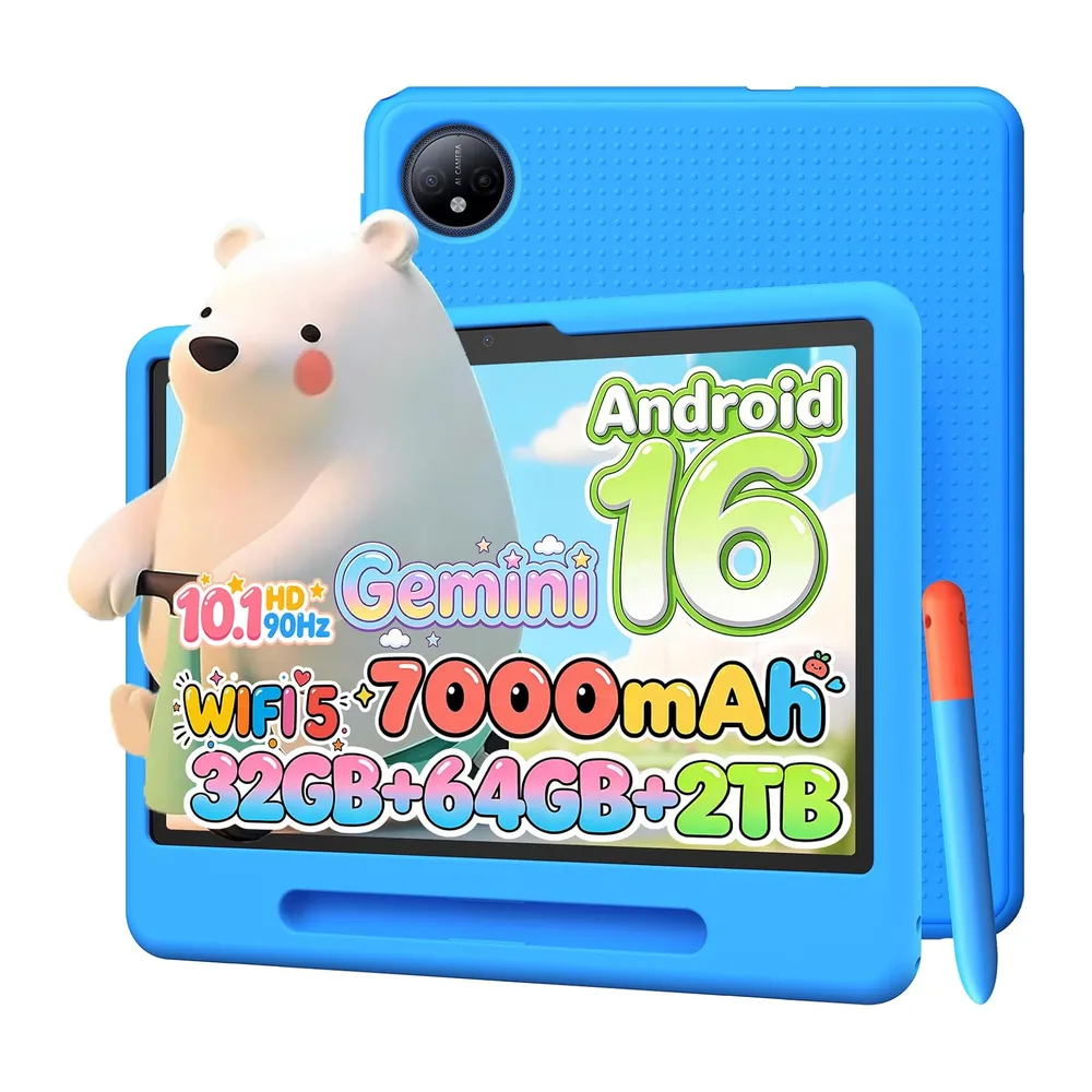 P10 Kid Tablet Bambini 10 Pollici, Tablet Android 16, 90Hz, 32GB RAM+64GB ROM, 7000mAH, Vetro Curvo 2.5D,