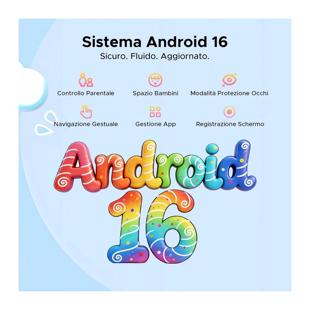 P10 Kid Tablet Bambini 10 Pollici, Tablet Android 16, 90Hz, 32GB RAM+64GB ROM, 7000mAH, Vetro Curvo 2.5D, — 3