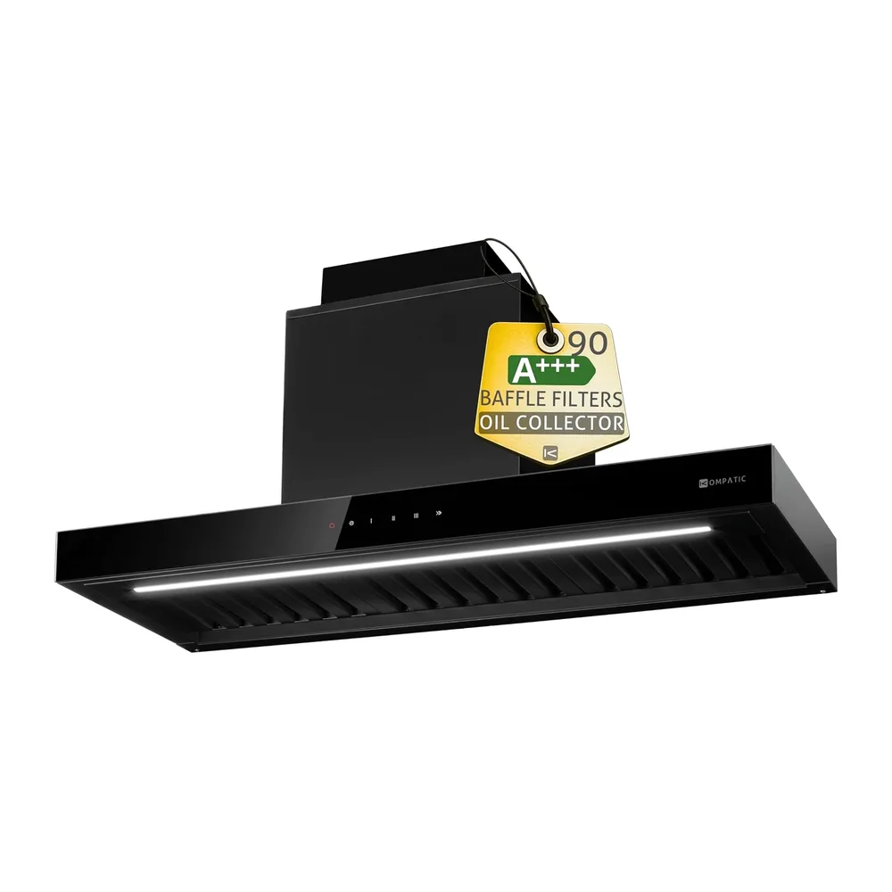 Riva 90 KRV90BI Cappa da Incasso 90 cm, 800 m³/h, Brushless, Classe A+++, Filtri Baffle, Touch, Boost/Super