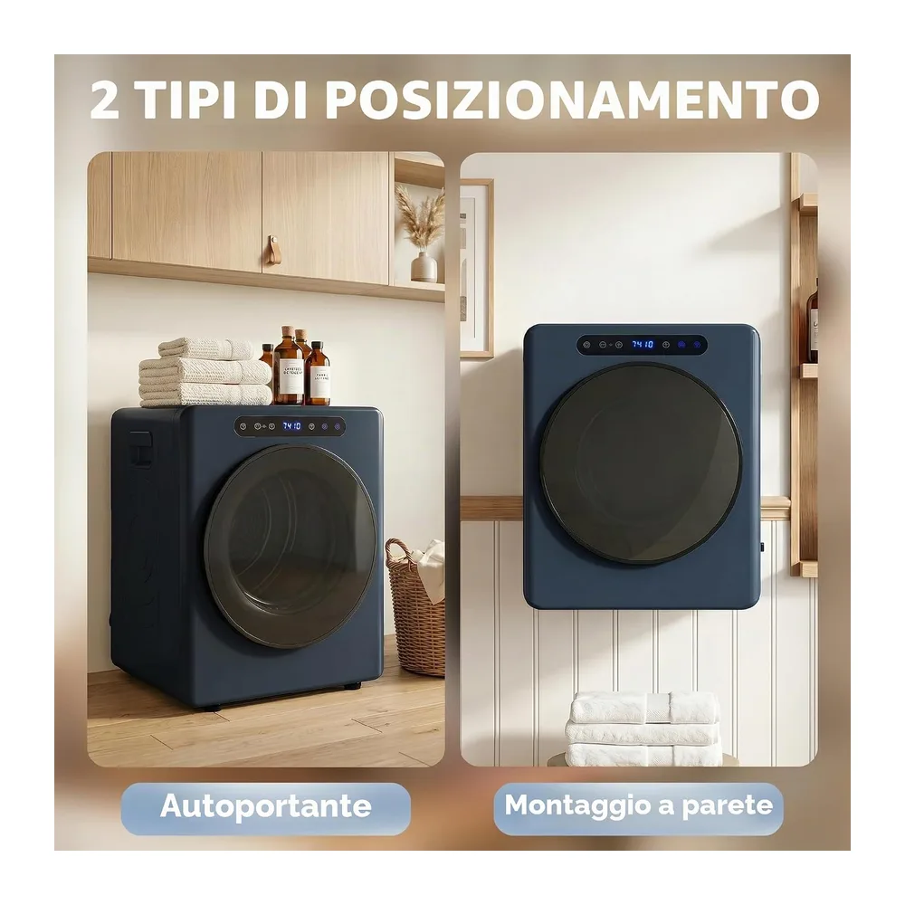 HOMCOM Mini asciugatrice con scarico 5kg con sterilizzazione Blu [Classe di efficienza energetica G] — 6