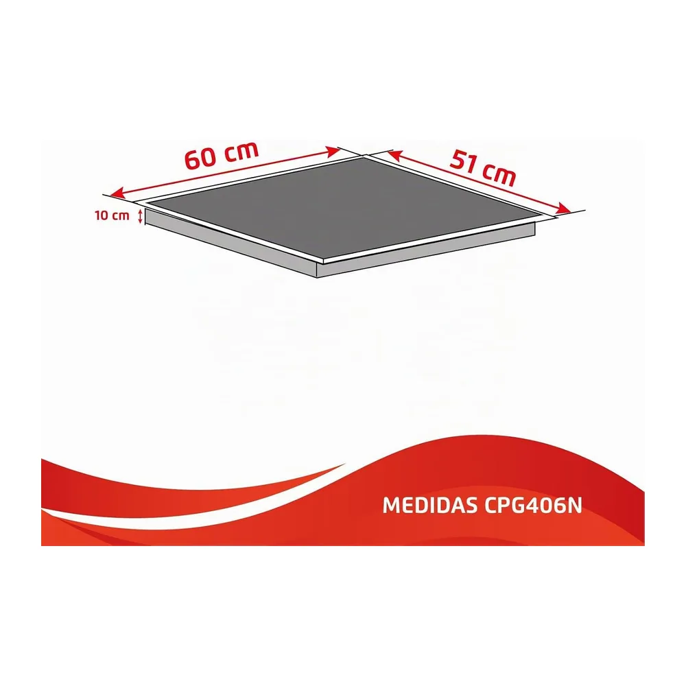 Corberó - Piastra a gas in vetro 60 cm | CPG406N | 7,2 kW | 4 zone | comandi laterali | griglia in ghisa | — 5