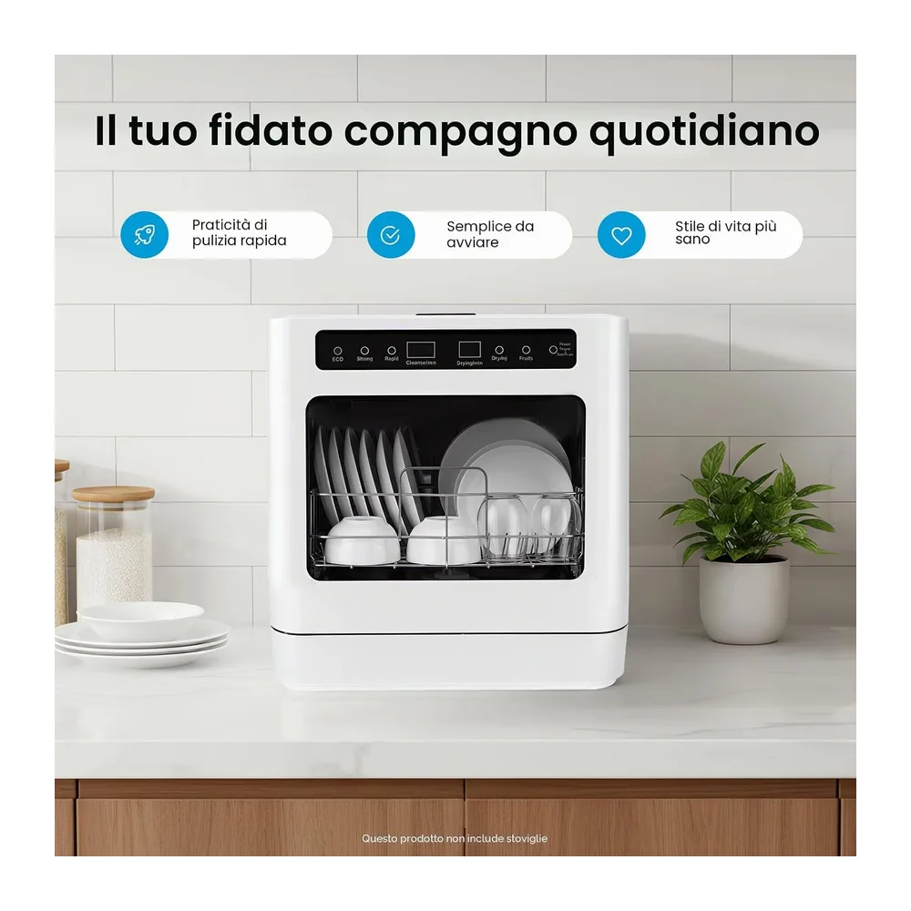 Lavastoviglie da tavolo compatta, 800 W, 6 l, mini lavastoviglie con 6 coperte, 4 programmi, temperatura — 3